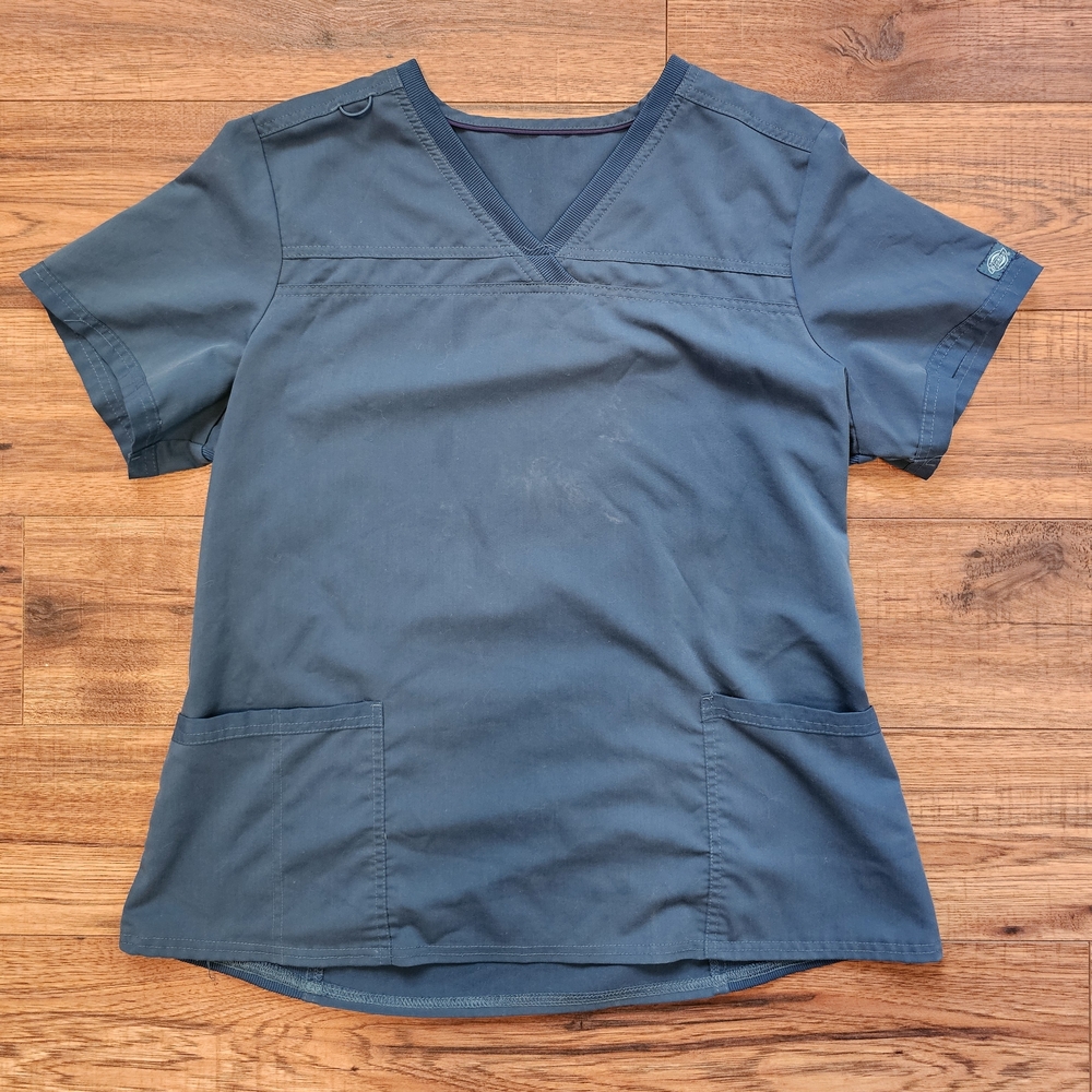 Dickies Women's V-Neck Scrub Top in Teal Blue